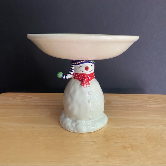 ONEIDA Snowman Winter Compote Ceramic Dish - Picture 1 of 8